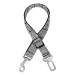 Grey Windowpane Pattern Print Dog Seat Belt