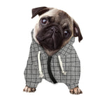 Grey Windowpane Pattern Print Dog Zip Up Hoodie