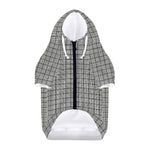 Grey Windowpane Pattern Print Dog Zip Up Hoodie