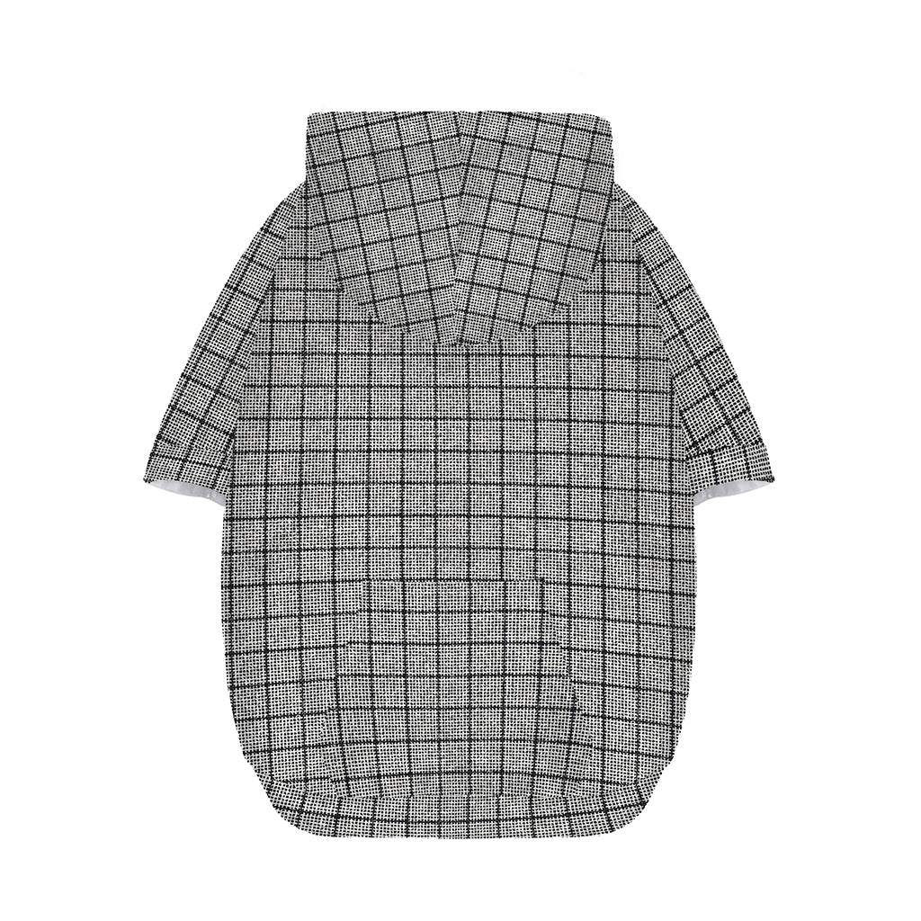 Grey Windowpane Pattern Print Dog Zip Up Hoodie
