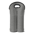 Grey Windowpane Pattern Print Double Neoprene Wine Tote