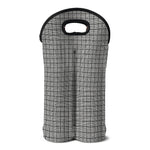 Grey Windowpane Pattern Print Double Neoprene Wine Tote