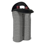 Grey Windowpane Pattern Print Double Neoprene Wine Tote