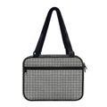 Grey Windowpane Pattern Print Double Strap Bible Bag