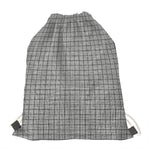 Grey Windowpane Pattern Print Drawstring Bag