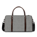 Grey Windowpane Pattern Print Duffle Bag