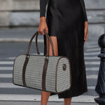 Grey Windowpane Pattern Print Duffle Bag