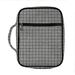 Grey Windowpane Pattern Print Front Pocket Bible Bag