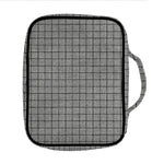 Grey Windowpane Pattern Print Front Pocket Bible Bag