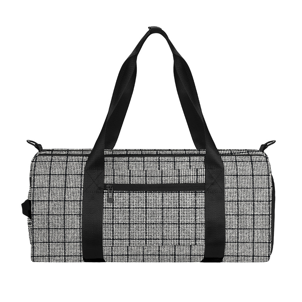Grey Windowpane Pattern Print Gym Bag