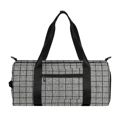 Grey Windowpane Pattern Print Gym Bag