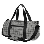 Grey Windowpane Pattern Print Gym Bag