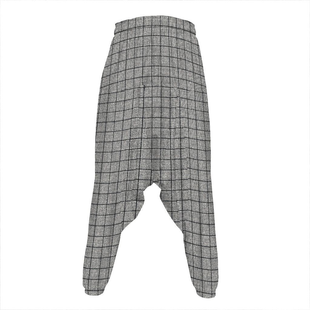 Grey Windowpane Pattern Print Hammer Pants
