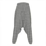 Grey Windowpane Pattern Print Hammer Pants