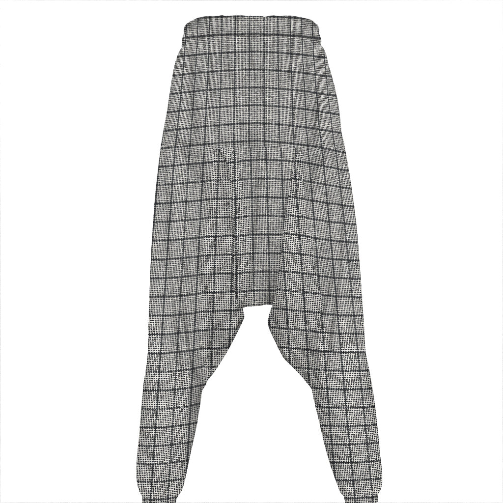 Grey Windowpane Pattern Print Hammer Pants