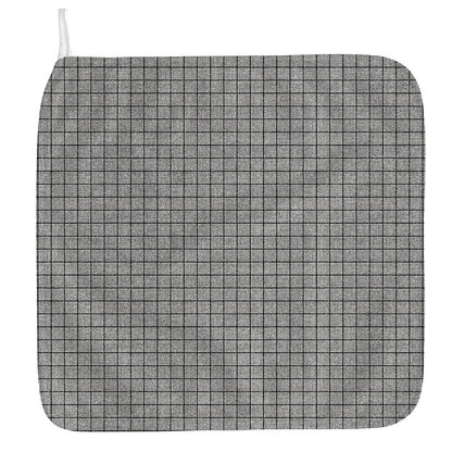 Grey Windowpane Pattern Print Hand Towel