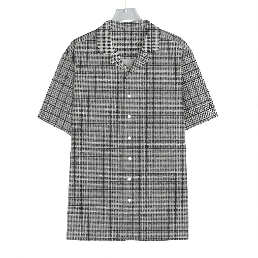 Grey Windowpane Pattern Print Hawaiian Shirt