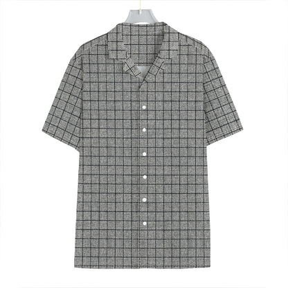 Grey Windowpane Pattern Print Hawaiian Shirt