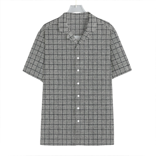 Grey Windowpane Pattern Print Hawaiian Shirt