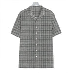 Grey Windowpane Pattern Print Hawaiian Shirt