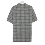 Grey Windowpane Pattern Print Hawaiian Shirt