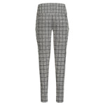 Grey Windowpane Pattern Print High-Waisted Pocket Leggings