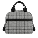 Grey Windowpane Pattern Print Insulated Lunch Bag
