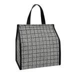 Grey Windowpane Pattern Print Insulated Lunch Tote