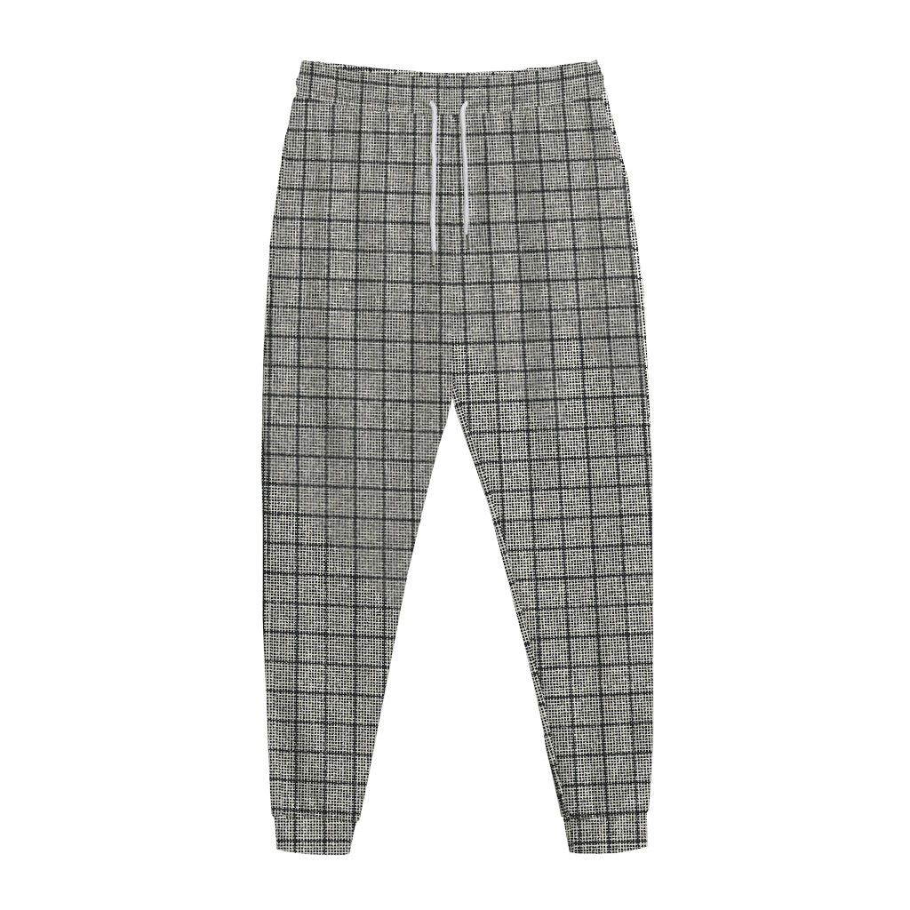 Grey Windowpane Pattern Print Jogger Pants