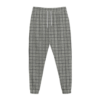 Grey Windowpane Pattern Print Jogger Pants