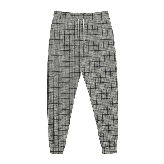 Grey Windowpane Pattern Print Jogger Pants