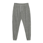 Grey Windowpane Pattern Print Jogger Pants