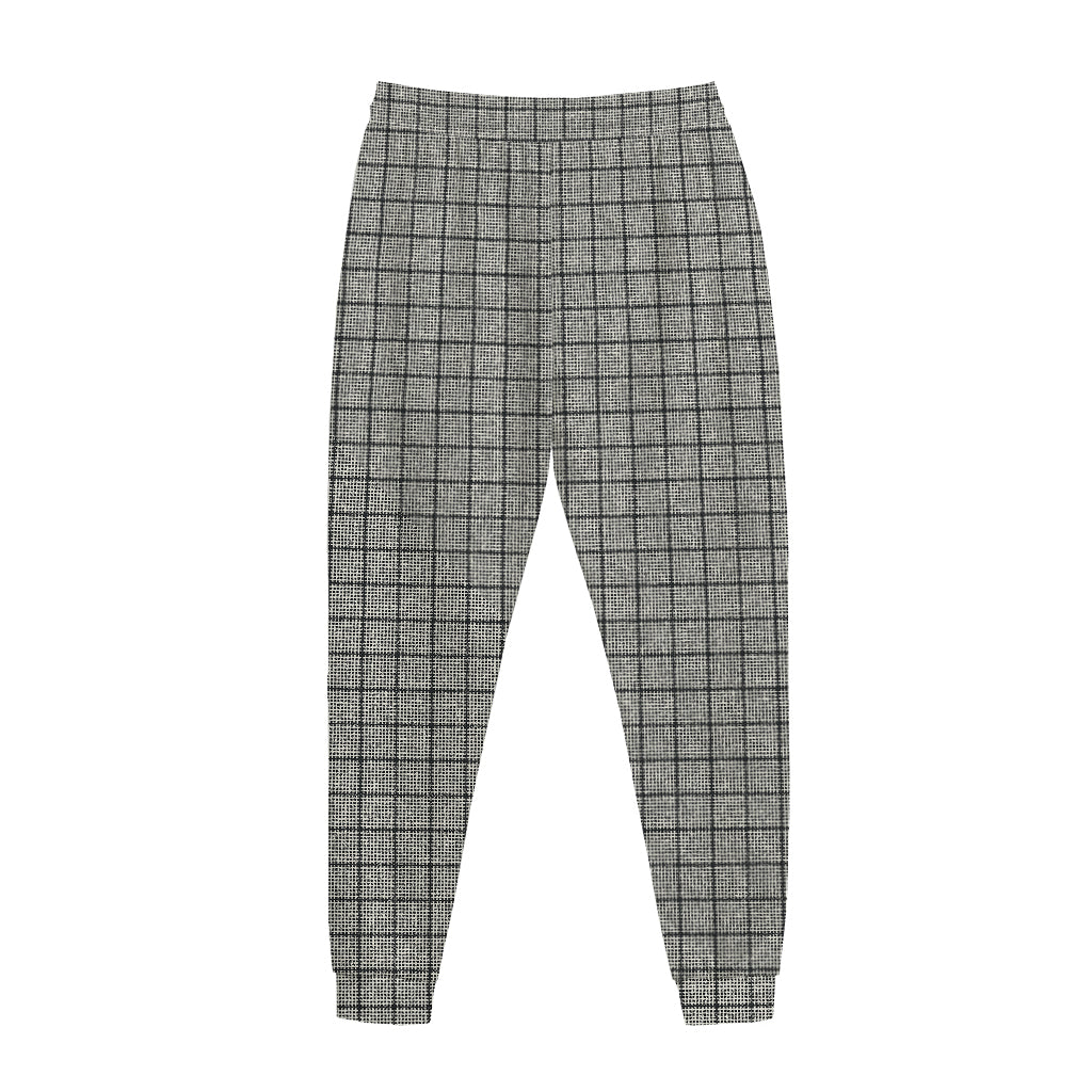Grey Windowpane Pattern Print Jogger Pants