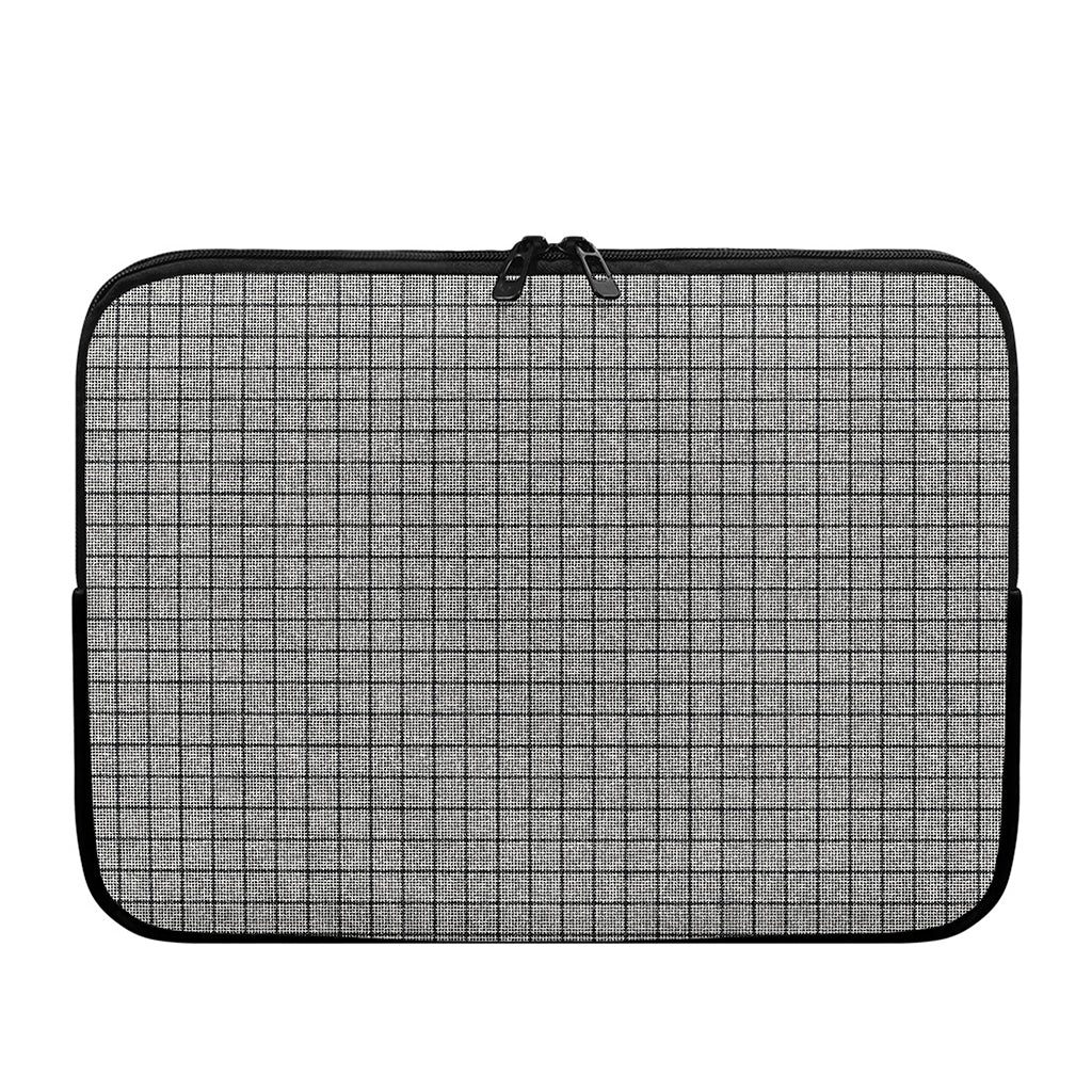 Grey Windowpane Pattern Print Laptop Sleeve
