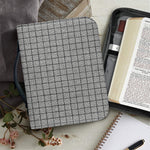 Grey Windowpane Pattern Print Leather Bible Cover