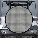 Grey Windowpane Pattern Print Leather Spare Tire Cover