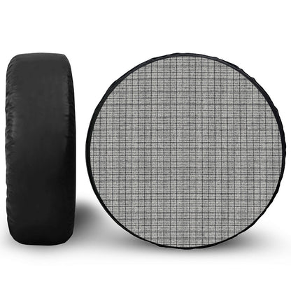 Grey Windowpane Pattern Print Leather Spare Tire Cover
