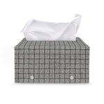 Grey Windowpane Pattern Print Leather Tissue Box Cover