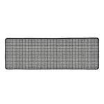 Grey Windowpane Pattern Print Long Kitchen Mat