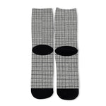 Grey Windowpane Pattern Print Long Socks