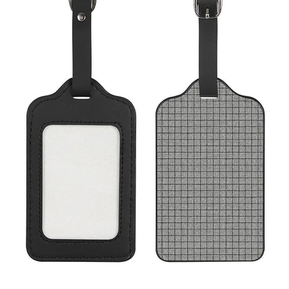 Grey Windowpane Pattern Print Luggage Tag