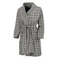 Grey Windowpane Pattern Print Men's Bathrobe