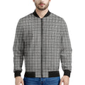 Grey Windowpane Pattern Print Men's Bomber Jacket