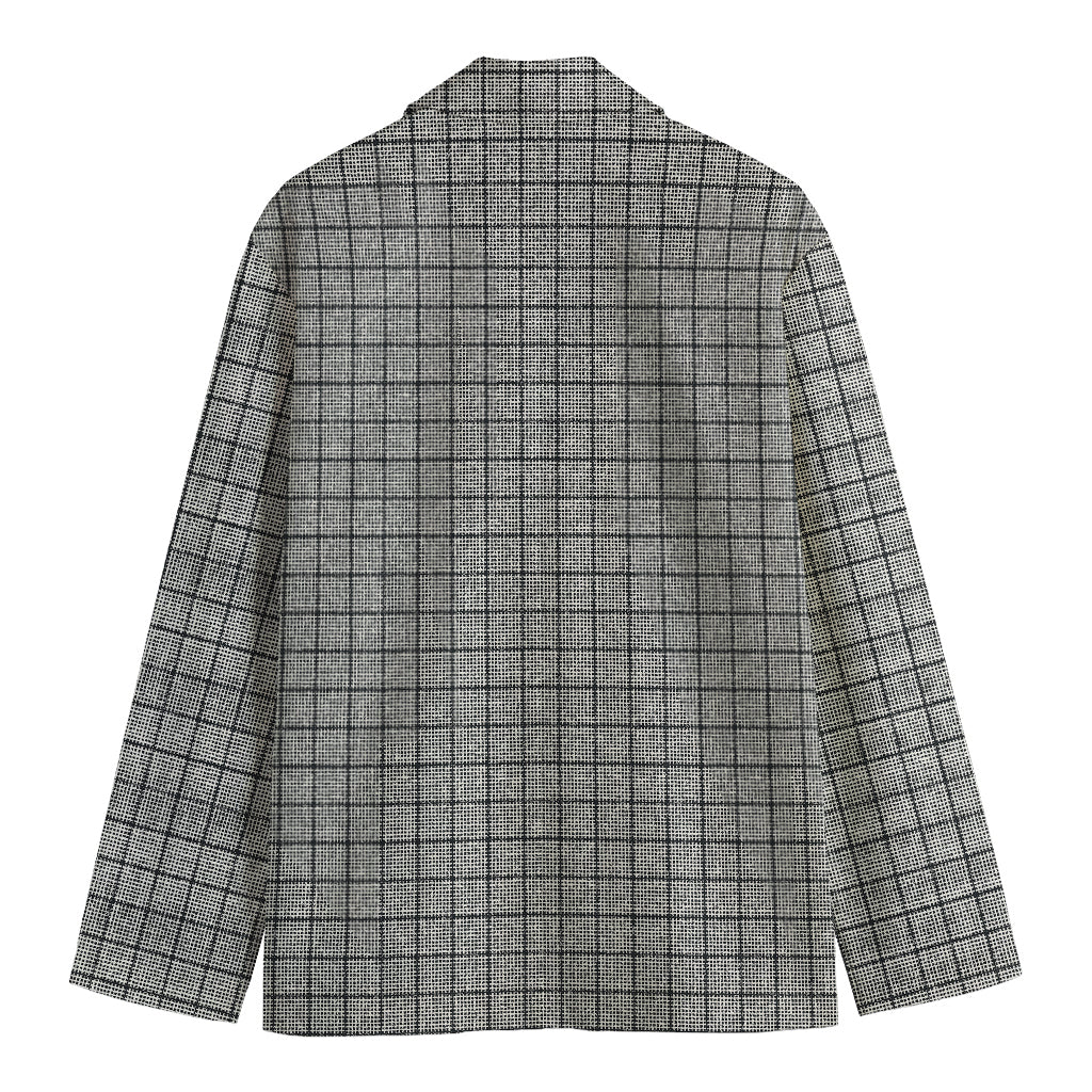 Grey Windowpane Pattern Print Men's Cotton Blazer