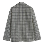 Grey Windowpane Pattern Print Men's Cotton Blazer