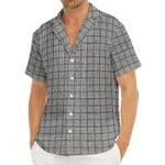 Grey Windowpane Pattern Print Men's Deep V-Neck Shirt