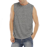 Grey Windowpane Pattern Print Men's Fitness Tank Top