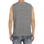 Grey Windowpane Pattern Print Men's Fitness Tank Top