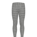 Grey Windowpane Pattern Print Men's Leggings
