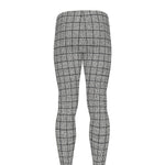 Grey Windowpane Pattern Print Men's leggings